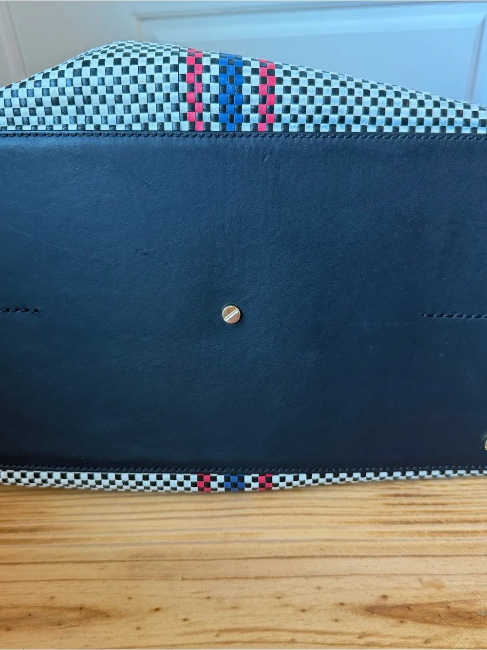 Tory Burch Black & White Woven Leather Tote